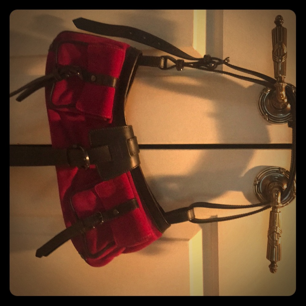 Burberry Prorsum raspberry suede Cinda bag
